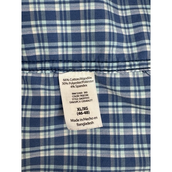 George Mens Shirt  Blue ‎ Plaid Short Sleeve Button Up Single Pocket - Picture 6 of 10